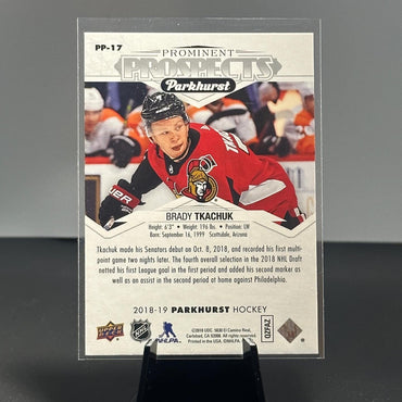 2018-19 SPECKLED RAINBOW FOIL Prominent Prospects Brady Tkachuk Rookie Card RC Shootnscore.com 