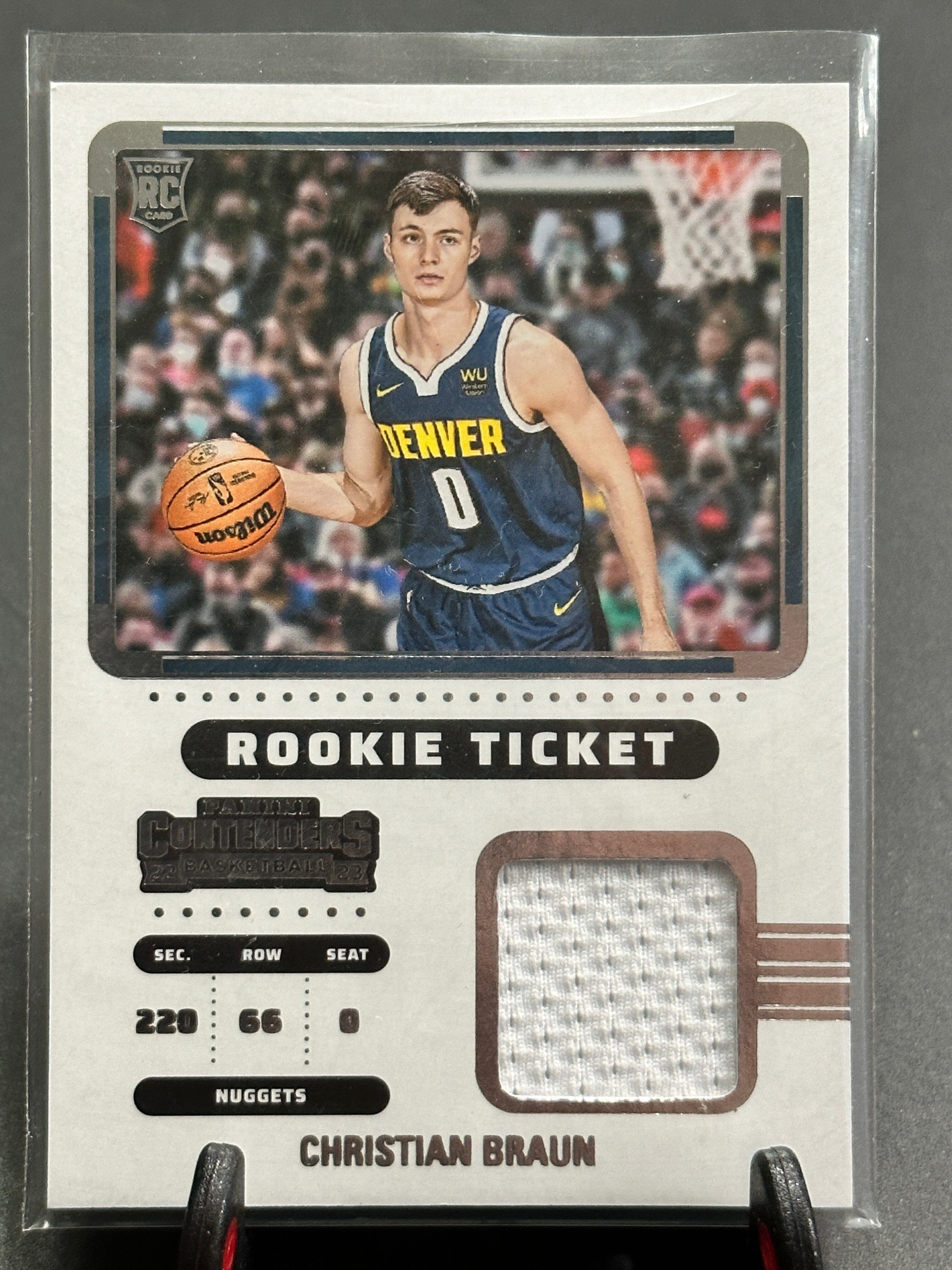 2022-2023 Panini Contenders Christian Braun Rookie Ticket Swatch Nuggets Shootnscore.com 