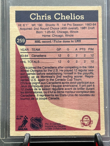 1984 O-Pee-Chee Chris Chelios Rookie #259 Shootnscore.com 