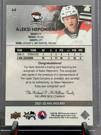 2021-2022 Upper Deck AHL Autographs Aleski Heponiemi #64 Shootnscore.com 