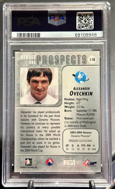 2004 In the Game Alexander Ovechkin Heroes & Prospects #118 PSA Gem MT 10 Shootnscore.com 
