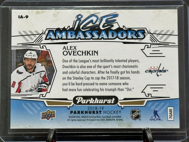 2018-2019 Parkhurst Ice Ambassadors Alex Ovechkin Alexander #IA-9 Shootnscore.com 