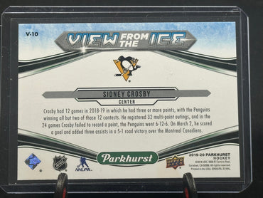 2019-2020 Parkhurst Sidney Crosby View From The Ice NHL Hockey #V-10 Penguins Card Shootnscore.com 