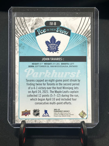 2021-2022 Upper Deck John Tavares Parkhurst Ice In Their Veins #IV-8 Maple Leafs Shootnscore.com 
