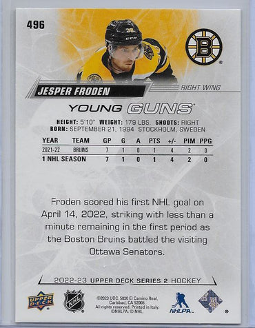 2022-23 UD S2 Young Guns #496 Jesper Froden SD Cards 